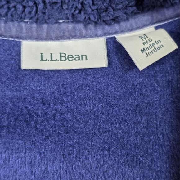 L.L. Bean Womens Size M Navy Royal Blue Soft Cozy Fleece Open Cardigan Sweater - Picture 6 of 10